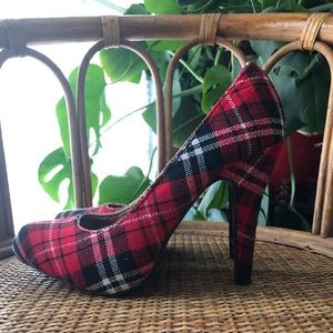 Charlotte Russe Red Plaid Heels
